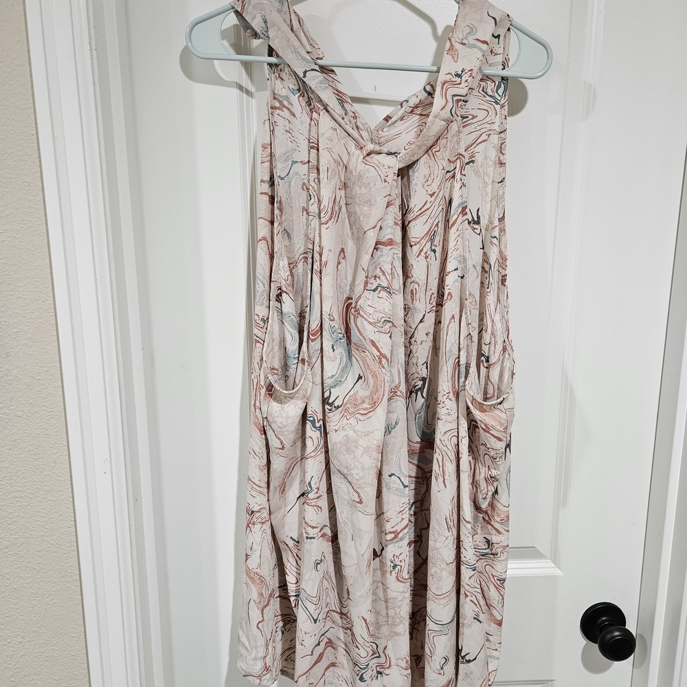 Torrid Marble Print Sleeveless Blouse - Pink and Cream